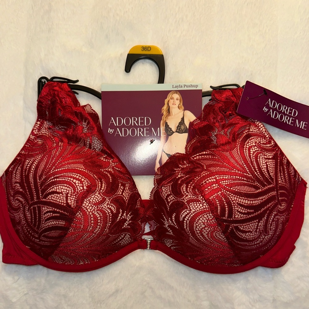 Layla Push Up Red Lace Bra ADORED by ADORE ME
